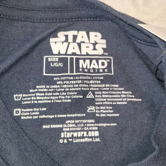 Star Wars Mens Large Yoda May The Gifts Be With You Blue Unisex Christmas TShirt - Picture 5 of 6